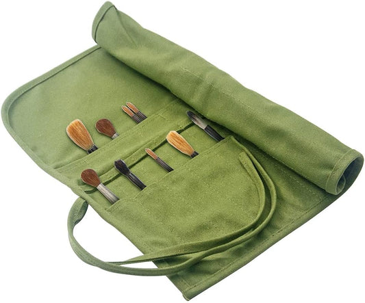 Yongdeli Canvas Paint Brush Organizer - 22 Pocket Holder for Acrylic, Oil, Watercolor & Gouache Artist Brushes