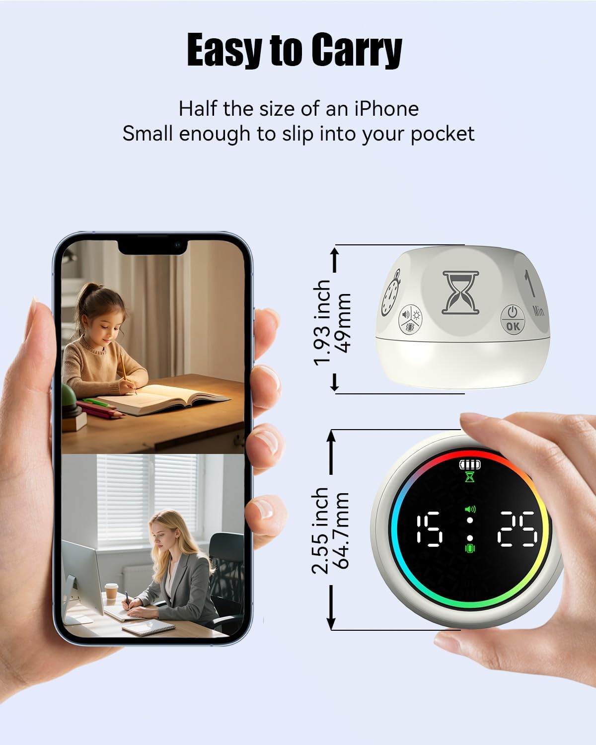 Pomodoro Timer Cube, Productivity Timer for Kids with 1, 5, 10 Min Preset Countdown, Stopwatch and Custom Countdown, for ADHD, Study, Work, Fitness, Cooking (Purple)