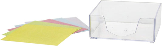 BAZIC Products Color Paper Cube with Durable Tray, Assorted Color Mini Memo Papers & Notepad Reminders for Home, School, Office Use, 3" x 3" 300 Count/Pack, 1-Pack