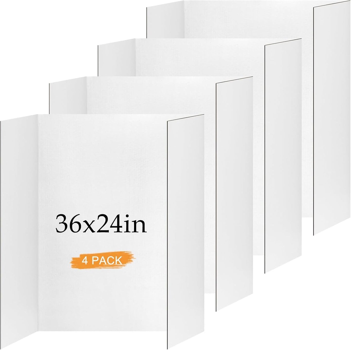 2 Pack Trifold Poster Board 36" x 24", White Corrugated Project Boards for Science Fairs, School Projects, Event Displays