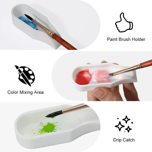 Magicfour Silicone Paint Brush Rest Holder for Watercolor Oil Acrylic Painting Brush, 3 Pcs Artist Brush Holder Caddy Organizer Solution for Painting Accessories- Space Saving Design