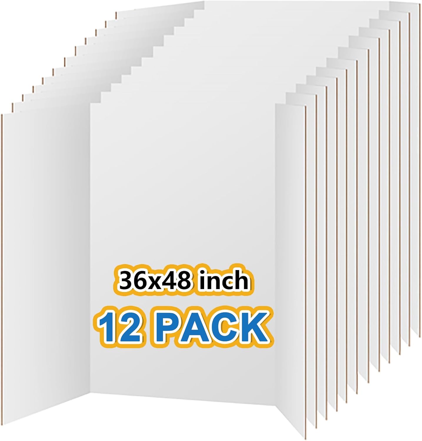 VinTS 8 PCS 36" x 48" Trifold Poster Board White Trifold Foldable Display Poster Board for School Projects, Science Fair,Graduation Exhibitions