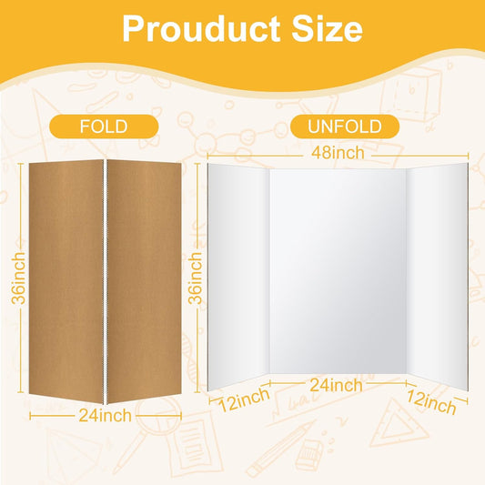 Trifold Poster Board 36"x48", 2 Pack White Extra Large Corrugated Display Board Foldable Board for School Projects, Science Fair, Business Presentations, Photo Displays, Graduation Exhibitions