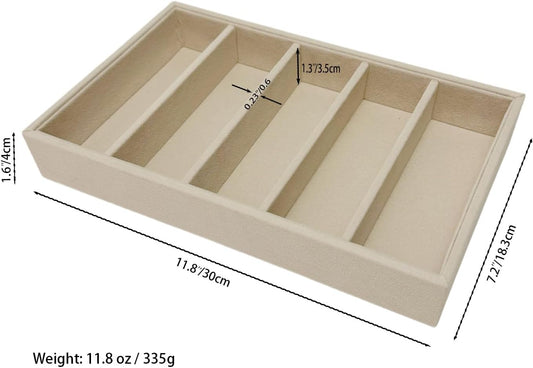 AgentMoon Velvet Eyeglasses Organizer Jewelry Tray. 5-slot Adjustable Eyeglasses Storage Tray, Thickened Frame,Sunglasses Organizer,Stackable AntiStatic. Beige,11.8 oz.