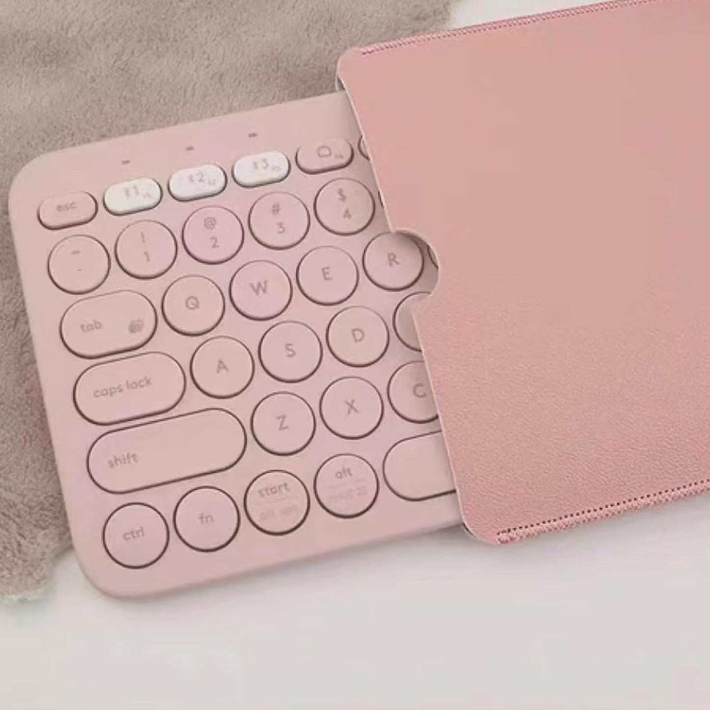 PU Leather Keyboard Sleeve Case Bag Travel Pouch for Logitech K580 K585 MK470 K40 Plus Slim Wireless Keyboards (Pink)