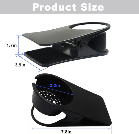 1 Pack Black Drinking Cup Holder Clip, Desk Cup Holder Table Edge Clamp, Office Accessories for Home/Office