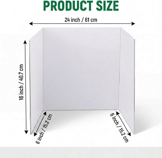 Trifold Poster Board, 24" x 16", 6-Pack, White Corrugated Project Boards for Science Fairs, School Projects, Event Displays, Business Presentations, Easy to Fold & Reusable
