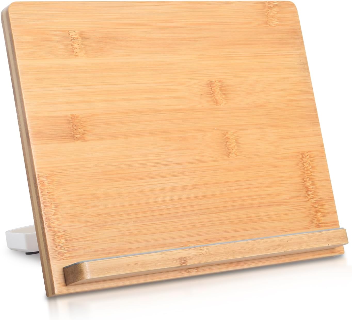 wishacc Bamboo Tablet Stand for Desk, 11"x8.2" Large Wooden Tablet Holder with Adjustable Angles, Thick Case Friendly Wood Stand for iPad Pro 12.9, Samsung, E-Readers, Kitchen & Drawing