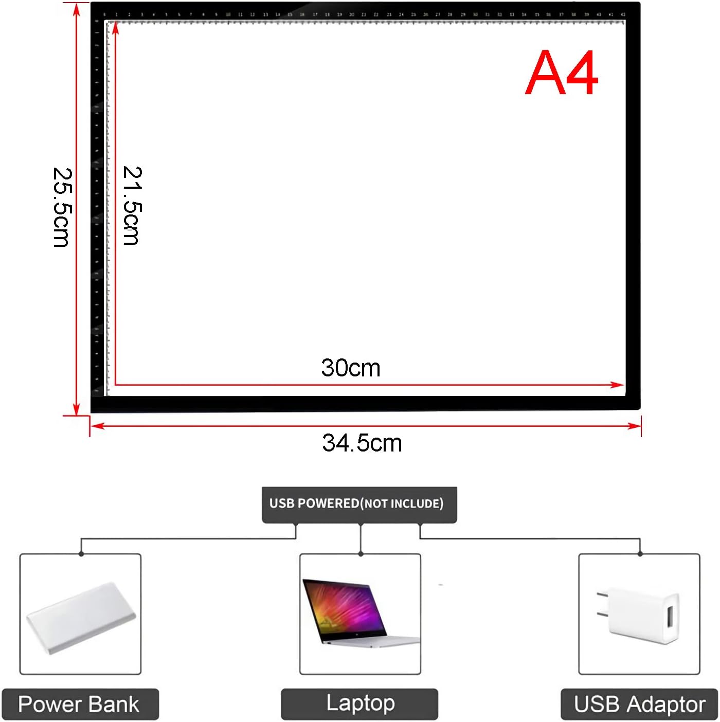 A0/A1/A2/A3/A4 Tracing Light Box, Portable Ultra-Thin Stepless Dimmable Brightness LED Light Pad, Wireless Rechargeable Led Light Board for Diamond Painting Sketching Drawing
