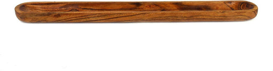 Kaizen Casa Hand-Carved Acacia Wood Long Olive Tray Canoe Style Perfect for Dinner Rolls, or as a Table Centerpiece