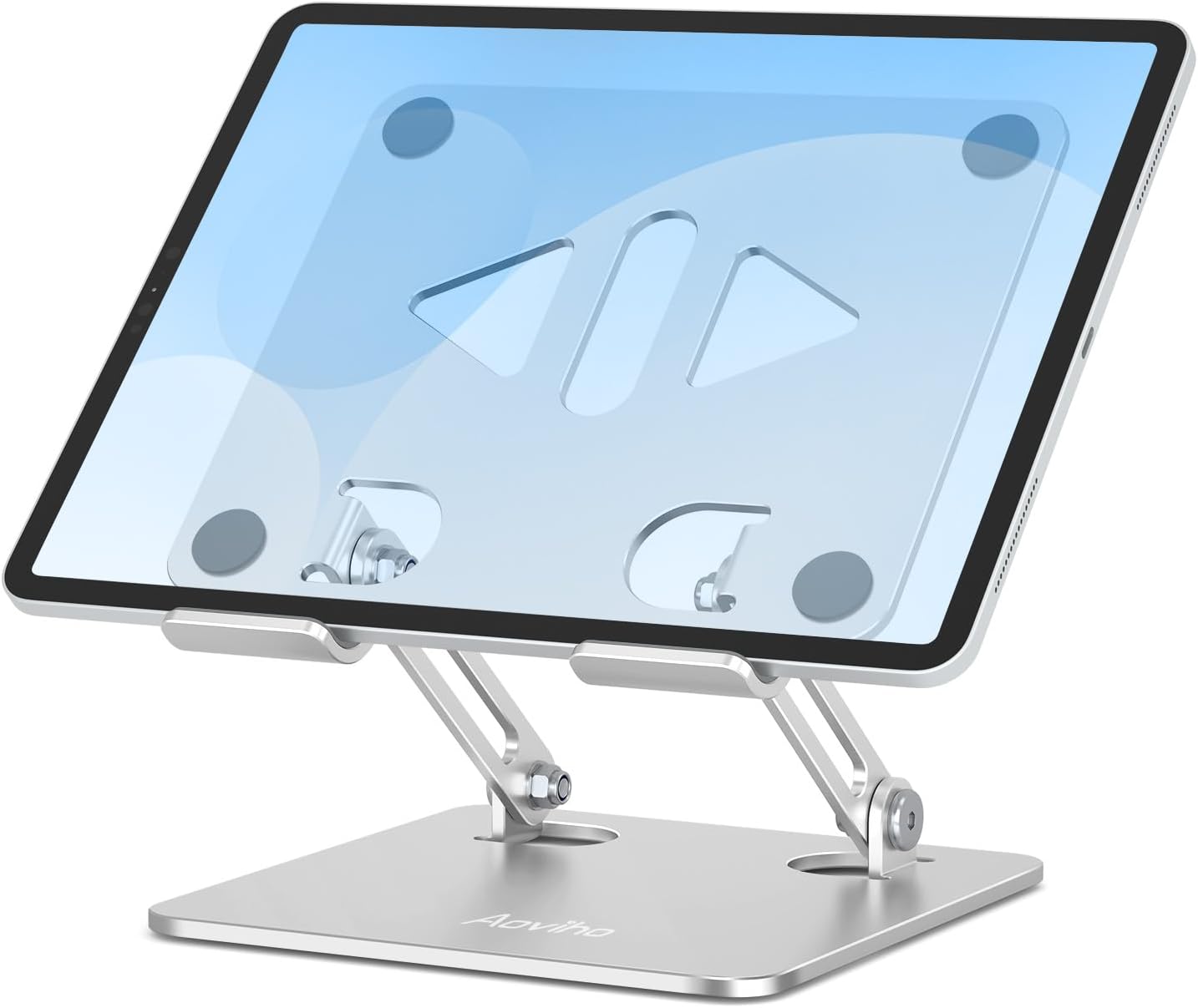 Aoviho Tablet Stand Holder for Desk, Adjustable Aluminum Desk Accessories, Stable Desktop Stand for Office Home,Compatible with iPad Pro Air Mini, Samsung Tablets, Rose Gold