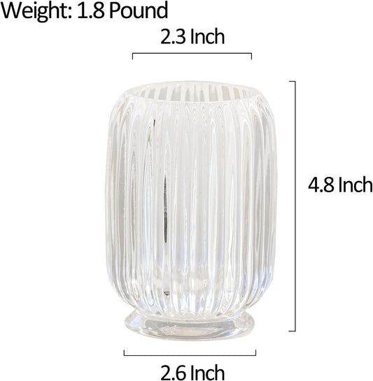 Crystal Makeup Brush holder Organizer, Vintage Make Up Brush Cup Pen Pencil Holder striped vase, Comb Brushes Pen Pencil Storage Box Container (Clear)