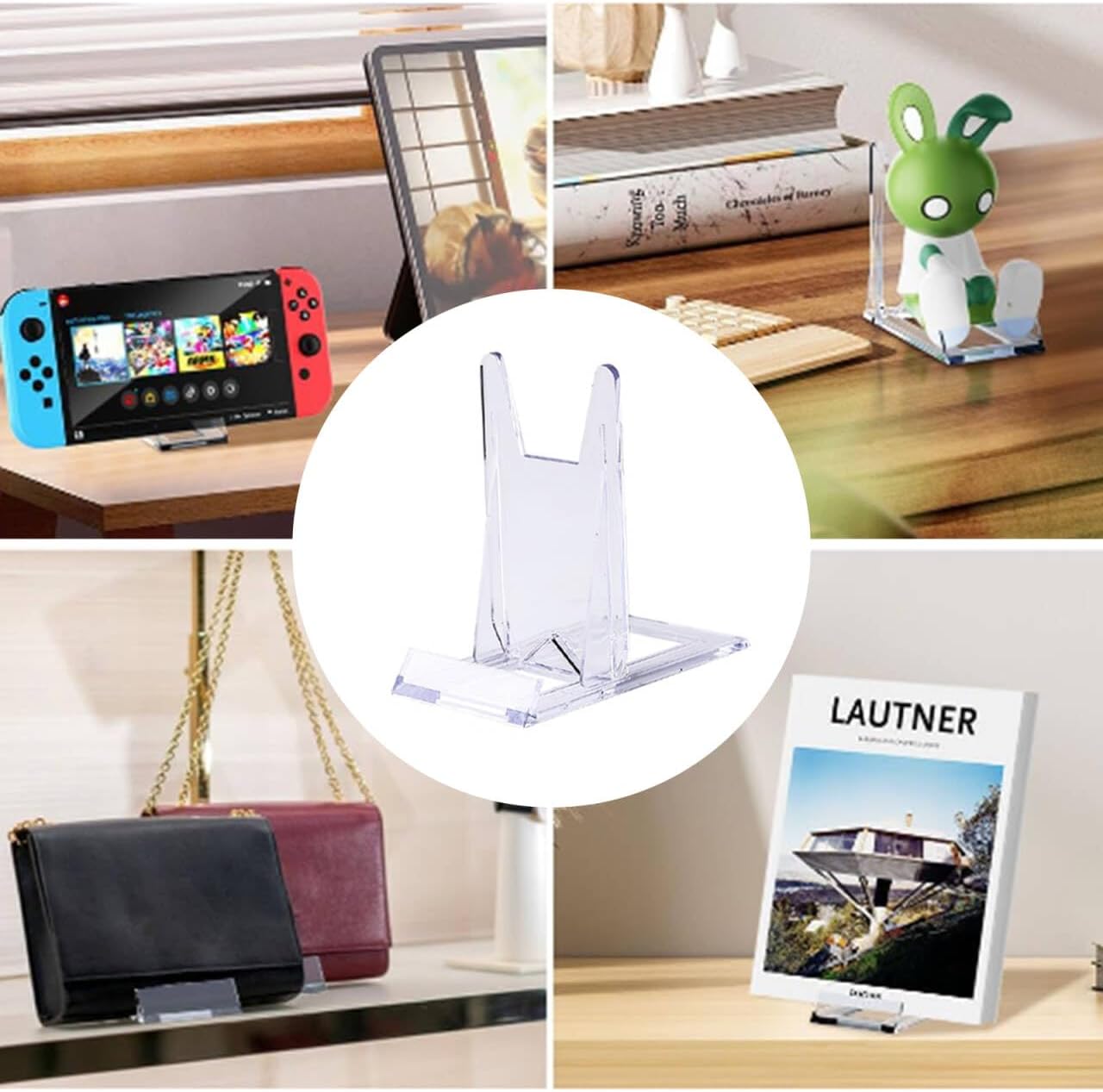 8 Pcs Book Display Stand, Acrylic Book Stand for Comics, Magazines, Postcards, Art, DVDs, Albums, and Wallets