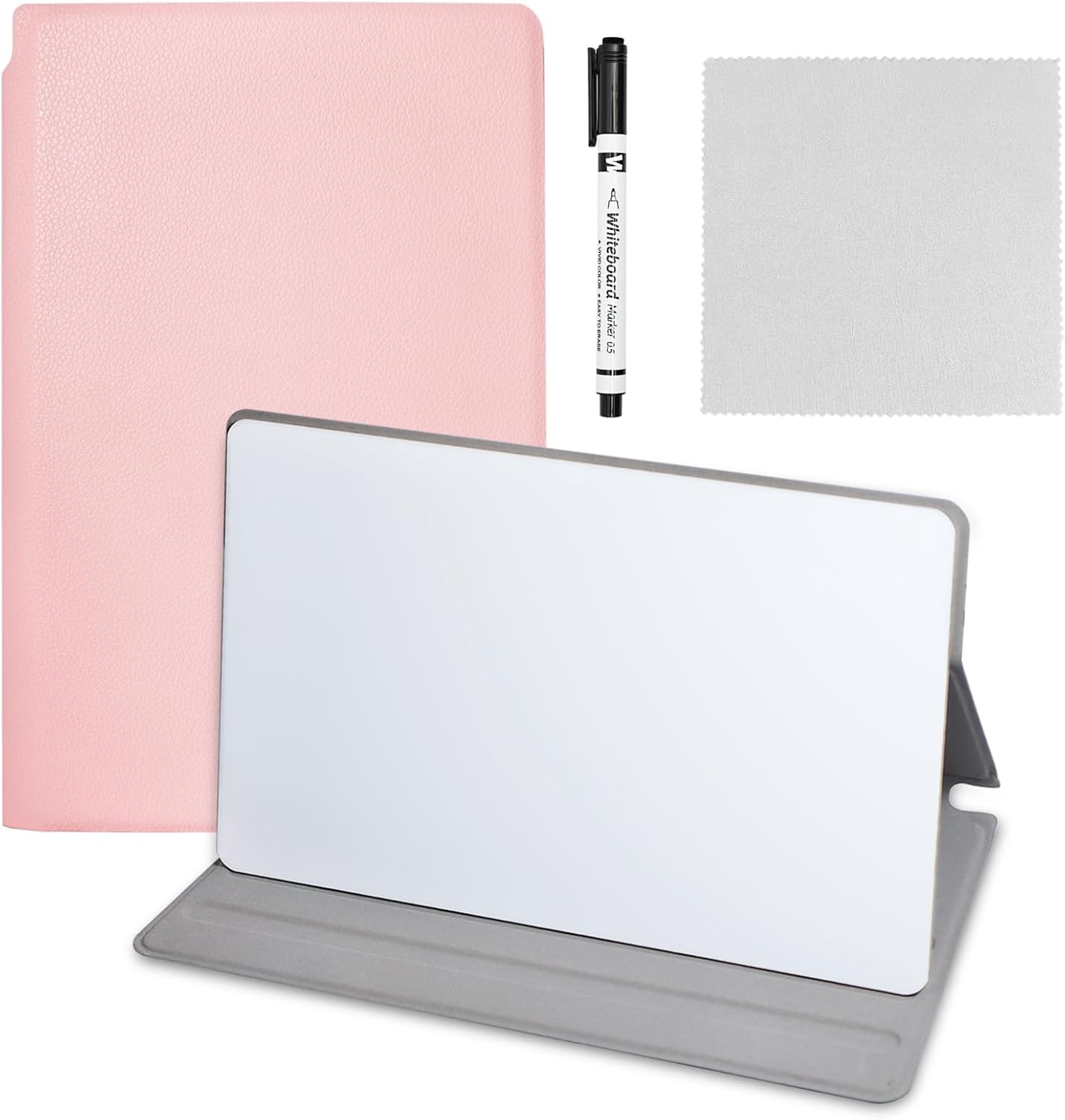 Portable Small Dry Erase Board | Handheld Whiteboard Reusable White Board Dry Erase Notebook | Standable Desktop Notepad | Home Office Study Essentials-PU Cover Writing Board 9.5" x 6.6"