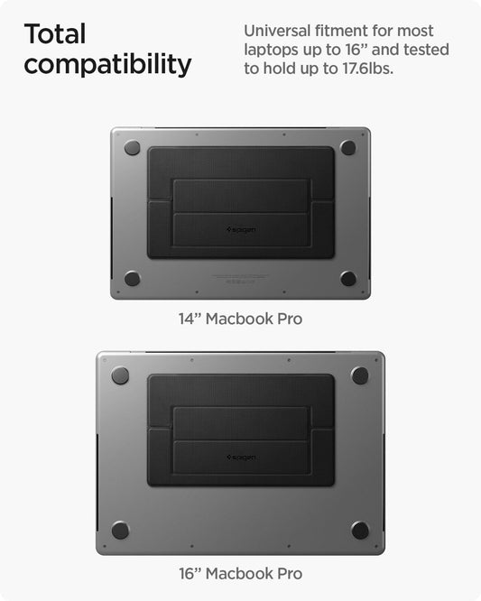 Spigen Slim Fold Portable Laptop Stand Keyboard Riser Foldable Ergonomic Angle Lift Anti-Slip Compatible with MacBook Neo, MacBook Air, MacBook Pro 11"-16" and iPad/Air/Pro and More - Black (LD201-S4)