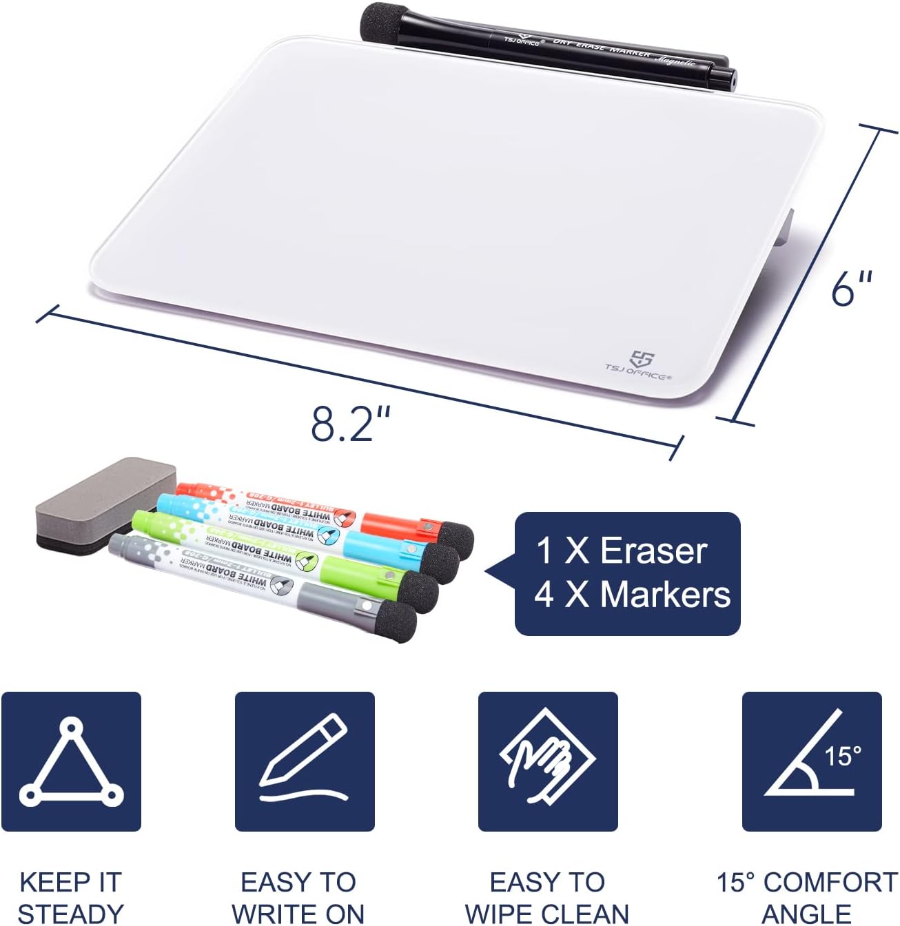 Desktop Glass White Board with Storage & Small Desktop Glass Dry-Erase whiteboard