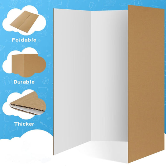 VinTS 8 PCS 36" x 48" Trifold Poster Board White Trifold Foldable Display Poster Board for School Projects, Science Fair,Graduation Exhibitions