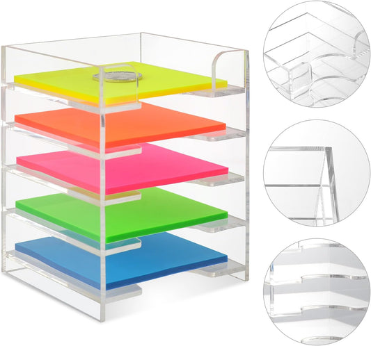 3x3 Inch Acrylic Sticky Note Holder For Desk Colorful Sticky Notes Holder Post It Note Holder Multiple Sticky Notepad Organizer Self Stick Note Pad Holder For Office Home School(No Sticky Notes)