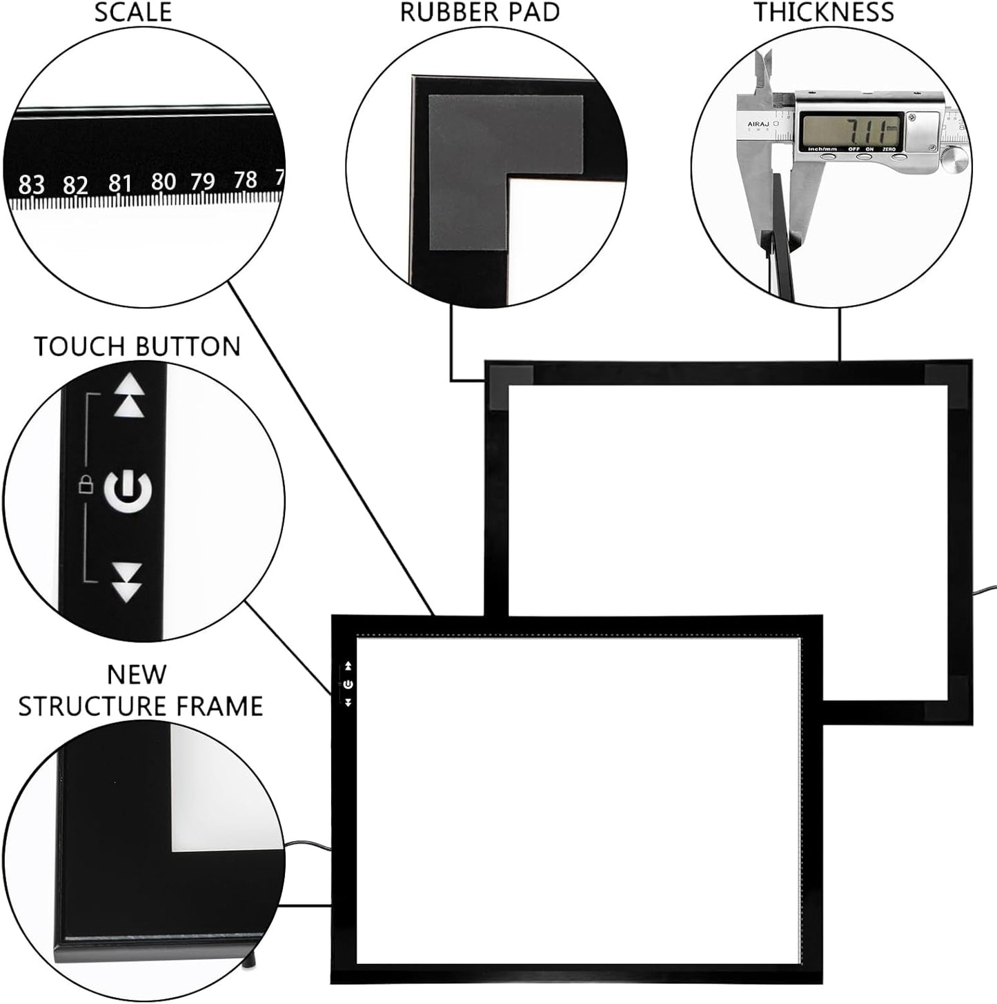 HSK B4/A3s LED Artist tracing Light Box Copy Table, Adjustable High Brightness Light Pad for Tatto Drawing, Sketching, Animation,Diamond Painting Accessories