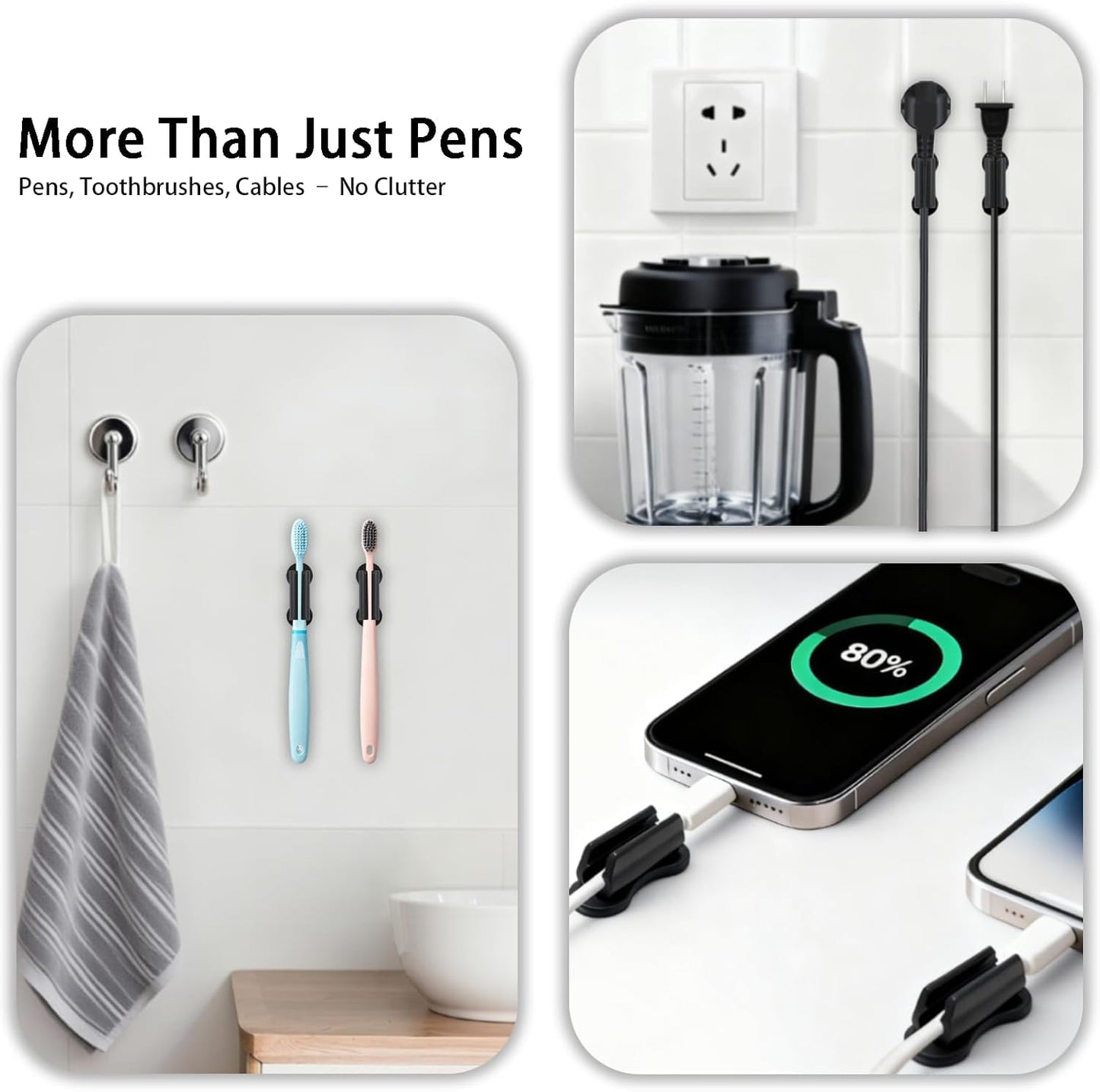 Adhesive Pencil Holder for Desk, Pen Holder for Desk, Sticky Marker and Stylus Holder, Desk Accessories for Office Classroom