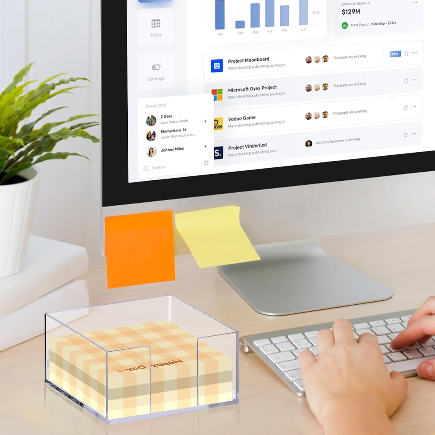 Acrylic Post It Note Dispenser,3 x 3 Sticky Note Holder,Post It Note Holder for Desk,Acrylic Sticky Note Holder for School and Office Desk Organizer