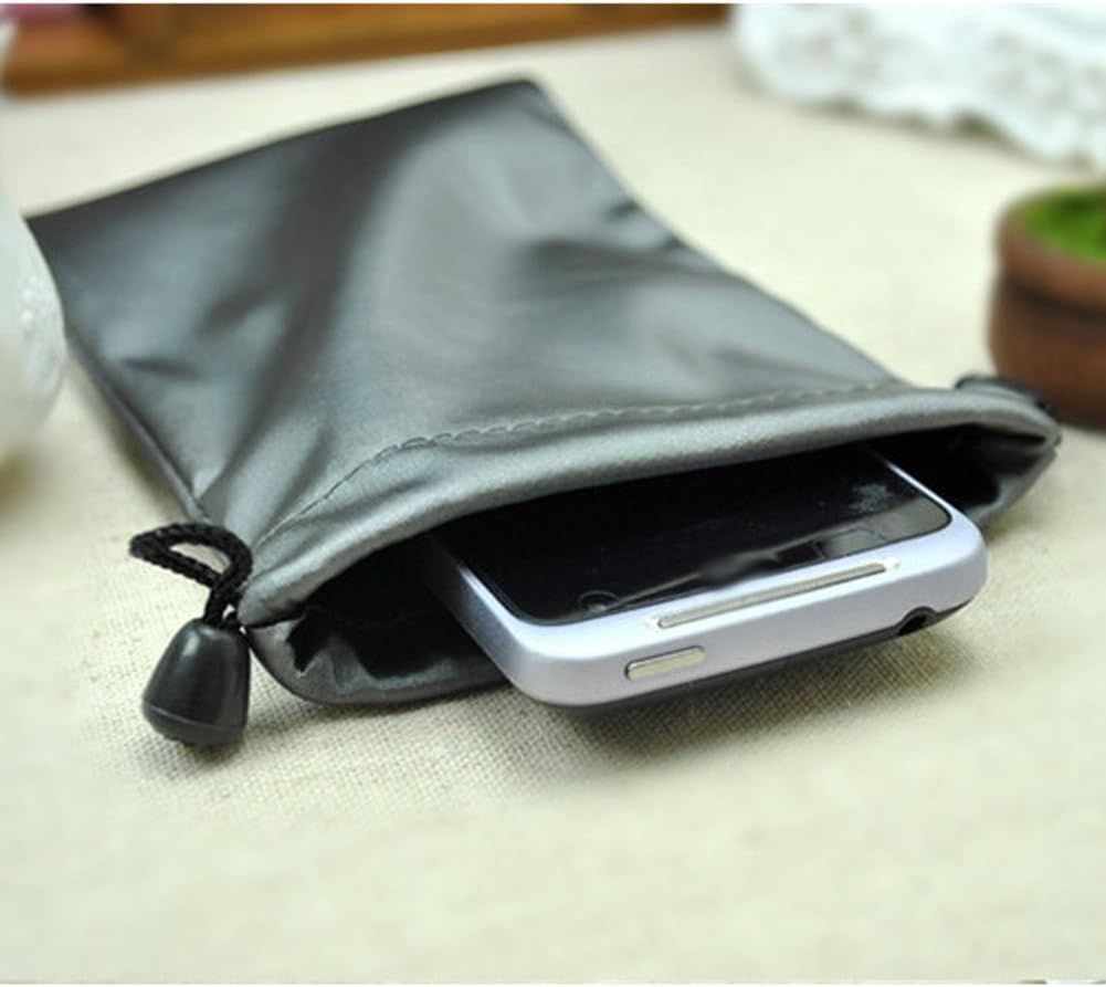 3 PCS Waterproof Carrying Storage Pouch Case Bags Drawstring Pocket Bags for Phones Power Bank Data Cable MP3 MP4 Accessories Bracelets Necklaces Rings Jewelry, etc, Gray