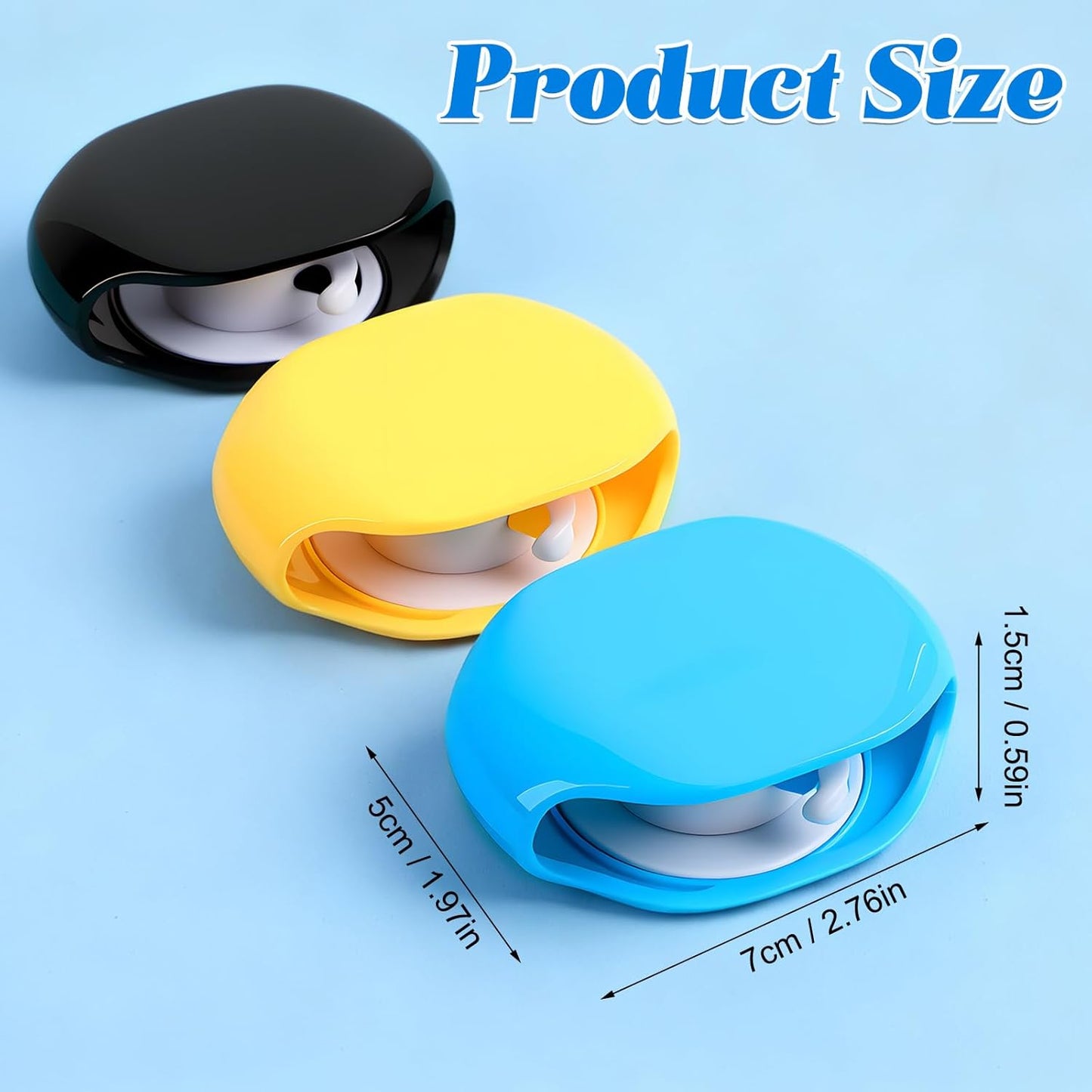 3PCS Automatic Cord Reel, Retractable Cable Reels, Small Roll Winder Case for USB Cables, Headset Cable, Data Cables, No More Tangled Cords, Lake Blue, Yellow, Black