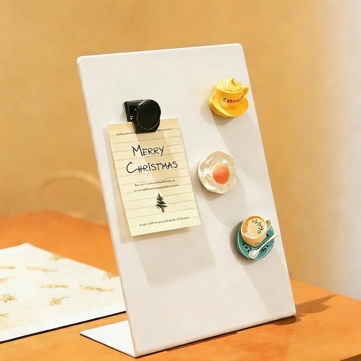 Magnet Board 7.87 x5.31 x 3.93 Stand Mini White Metal Tabletop Memo Standing Magnetic Board for Desk - Magnetic Display for Back to School Menu Table, Photos,Memos (White*2, 20 * 13.5 * 10cm)