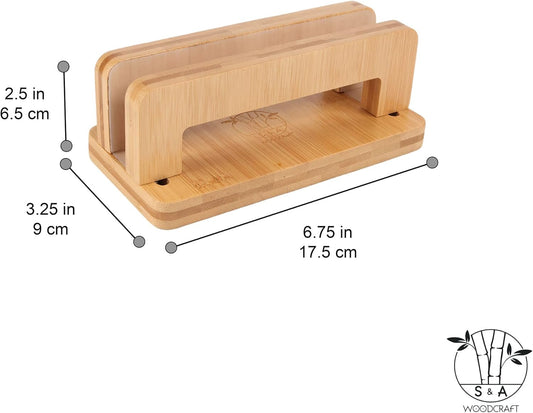 S&A WOODCRAFT 3 Slots Bamboo Wood Vertical Laptop Stand, Adjustable Wooden Laptop Holder, Non-Slip Laptop Dock Compatible with Apple MacBook, Microsoft Surface, Gaming Laptops, IPad, Tablets