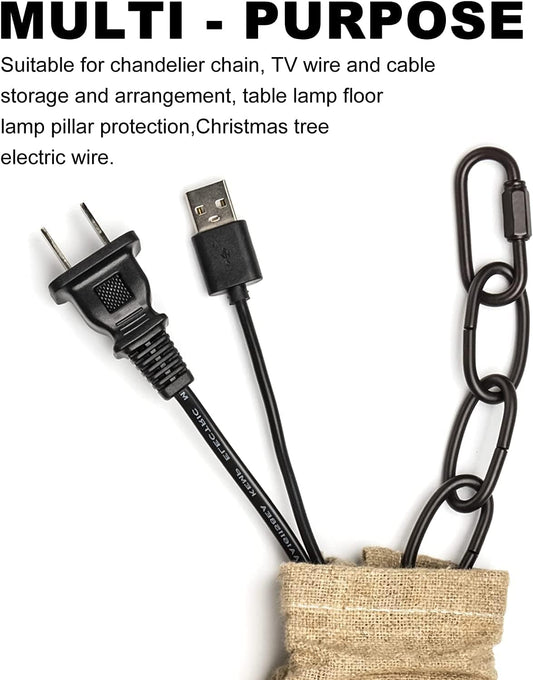 Fabric Cord Cover, Chandelier Chain Sleeve, 4 feet Length Natural Linen Burlap Wire Covers Use for Ceiling Lighting, Electrical Wires on Floor, Lamps Cable Management, Swings Chain Cover Decorative