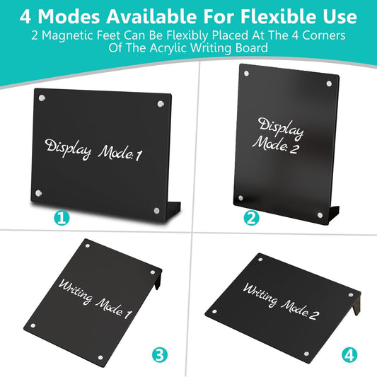 2PCS Clear Acrylic Weekly Dry Erase Board Desktop, 8x6 Small Magnetic Whiteboard with Stand for Table Calendar Memo Board for Fridge, Office, School, Home