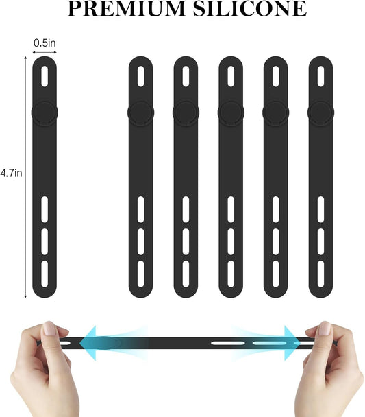 Donruby 30Pcs Silicone Cable Ties - Reusable & Washable with Adjustable Locking Buckles, High Elasticity Cable Management Straps for Home, Office, School, Travel Essential Cord Organizer (6 Colors)