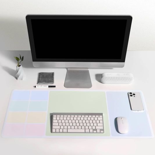 LOUKIN Erasable Dry Erase Desk Mat, 32"x14" Mouse Pad, Writing White Board, Non-Slip Desktop Protector for Office, Home, School (Includes 2 Wet Erase Markers & Cleaning Cloth)
