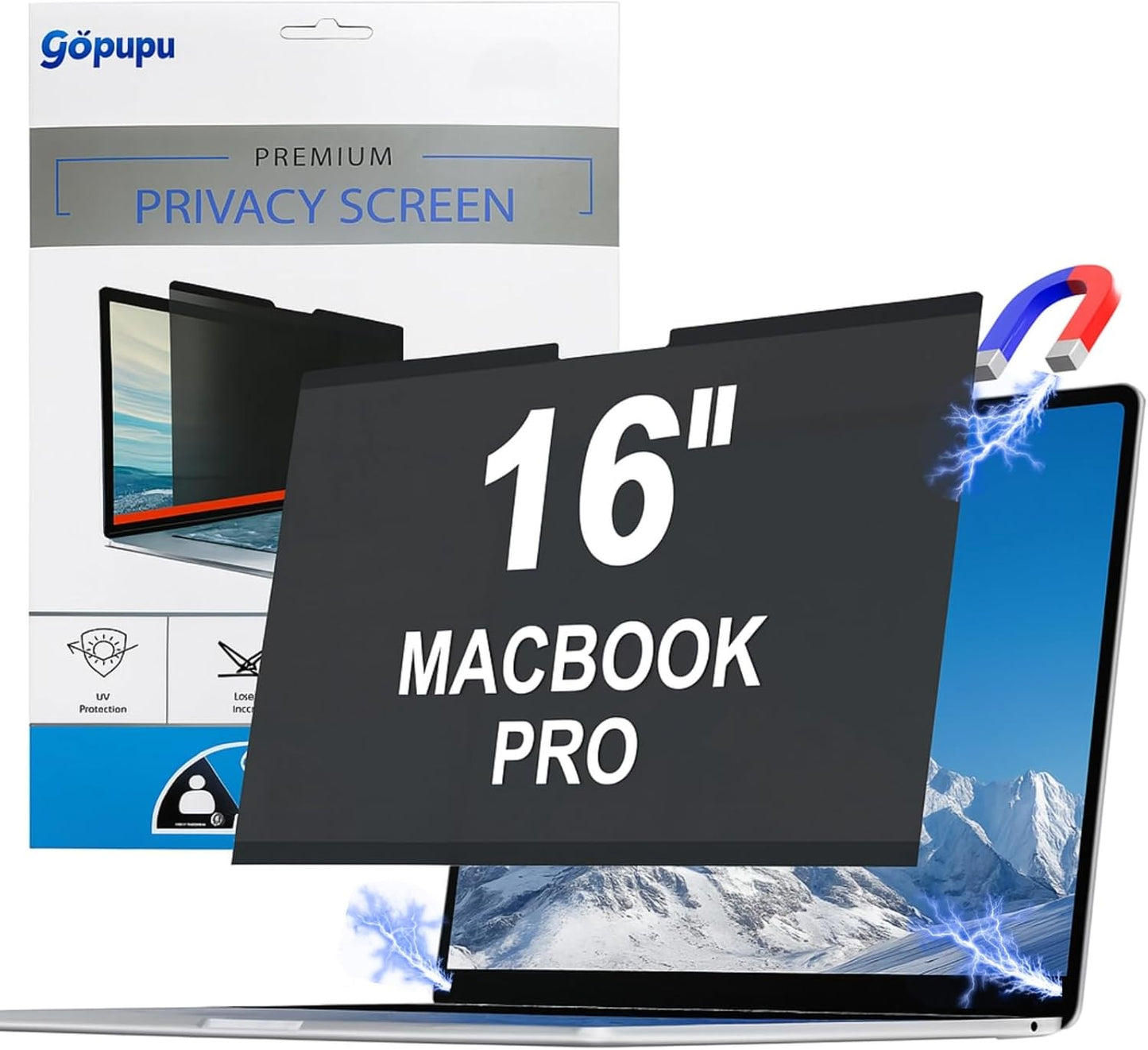 Magnetic 14 Inch Laptop Privacy Screen Filter 16:10 Removable Anti Glare Blue Light Anti-Peeping Screen Protector Laptop Privacy Shield Compatible with Chromebook HP Lenovo Thinkpad Dell Asus Samsung