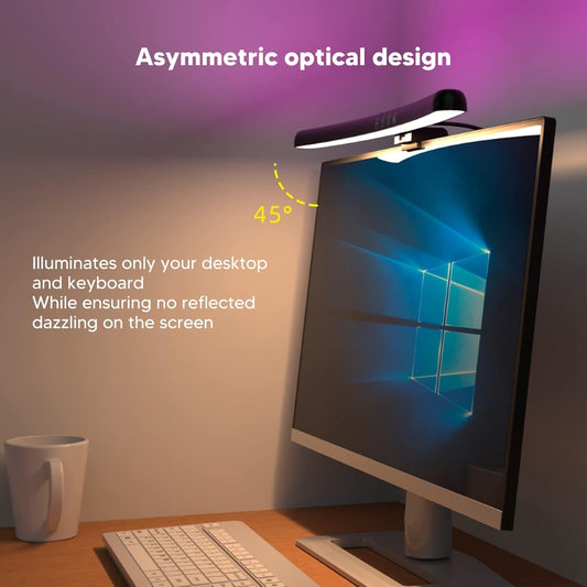 Luqeeg Curved Monitor Light Bar, Computer Monitor Lamp, Touch Dimming Screen Light Bar LED Monitor Light Reading Light with 3 Color Temp Modes & 7 Color RGB Adjustable for Office Home