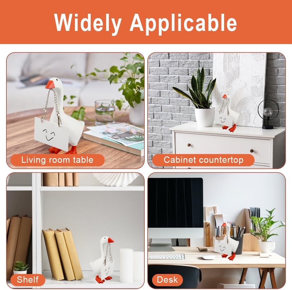 Magnetic Desktop Goose Organizer Set,7 inch Desk Decor with Acrylic Memo Board, Includes Marker Chain and Stickers, Key Holder for Office and Home Workspace