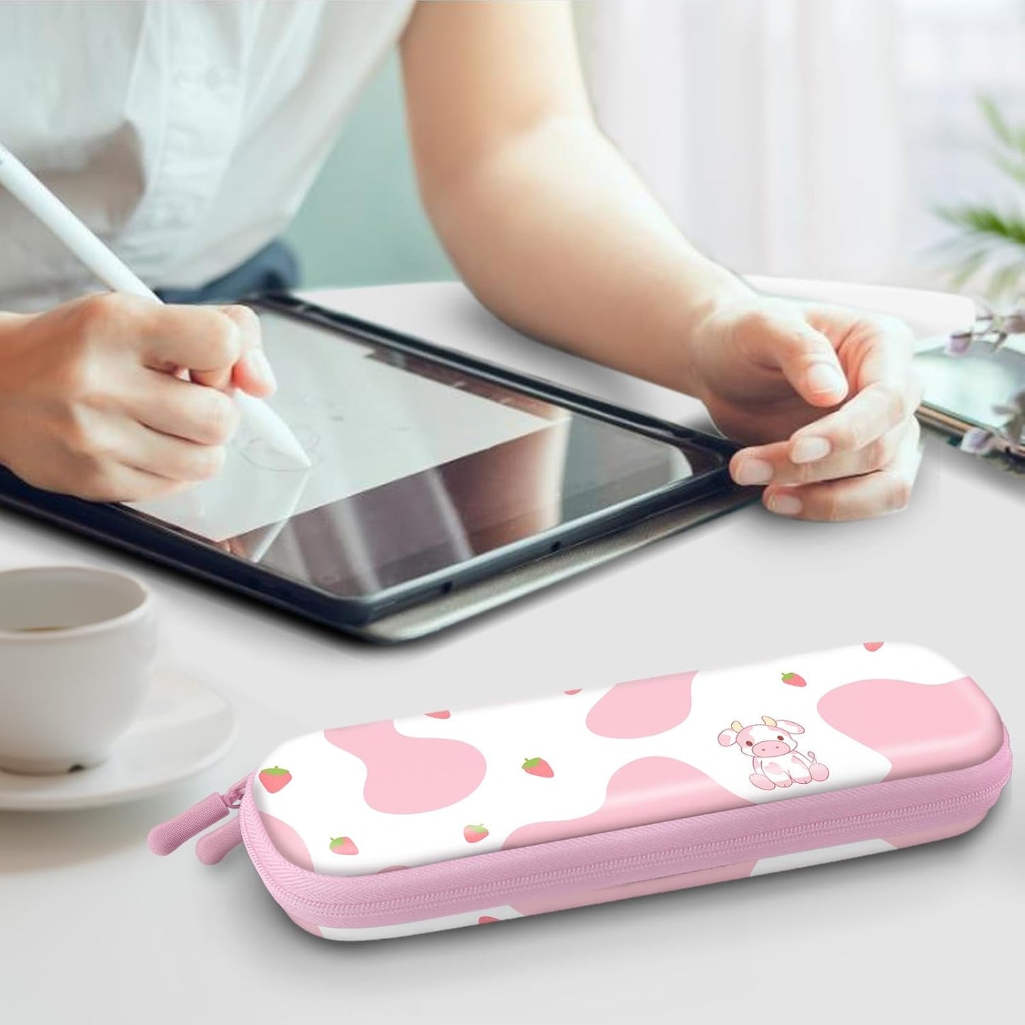 Fintie Holder Case for Apple Pencil Pro, Apple Pencil (USB-C / 1st / 2nd Generation), PU Leather Carrying Bag Sleeve Compatible with Pen, USB Cable, Samsung Stylus, Lilac Marble