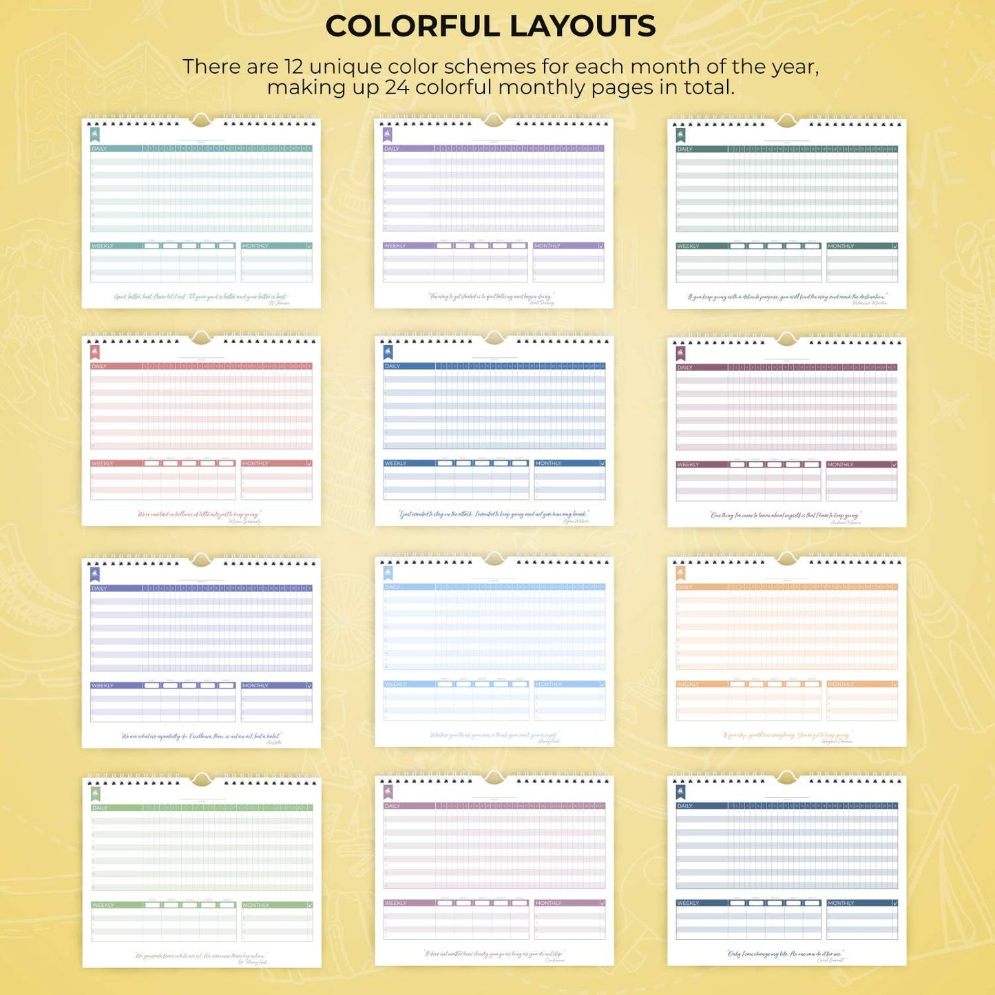 Clever Fox Habit Tracker Calendar – Inspirational Goal Tracker and Habit Calendar for Atomic Habits – Colorful Habit & Goal Planner Journal to Boost Productivity – 24 Months, 10″ x 8″ (Black)