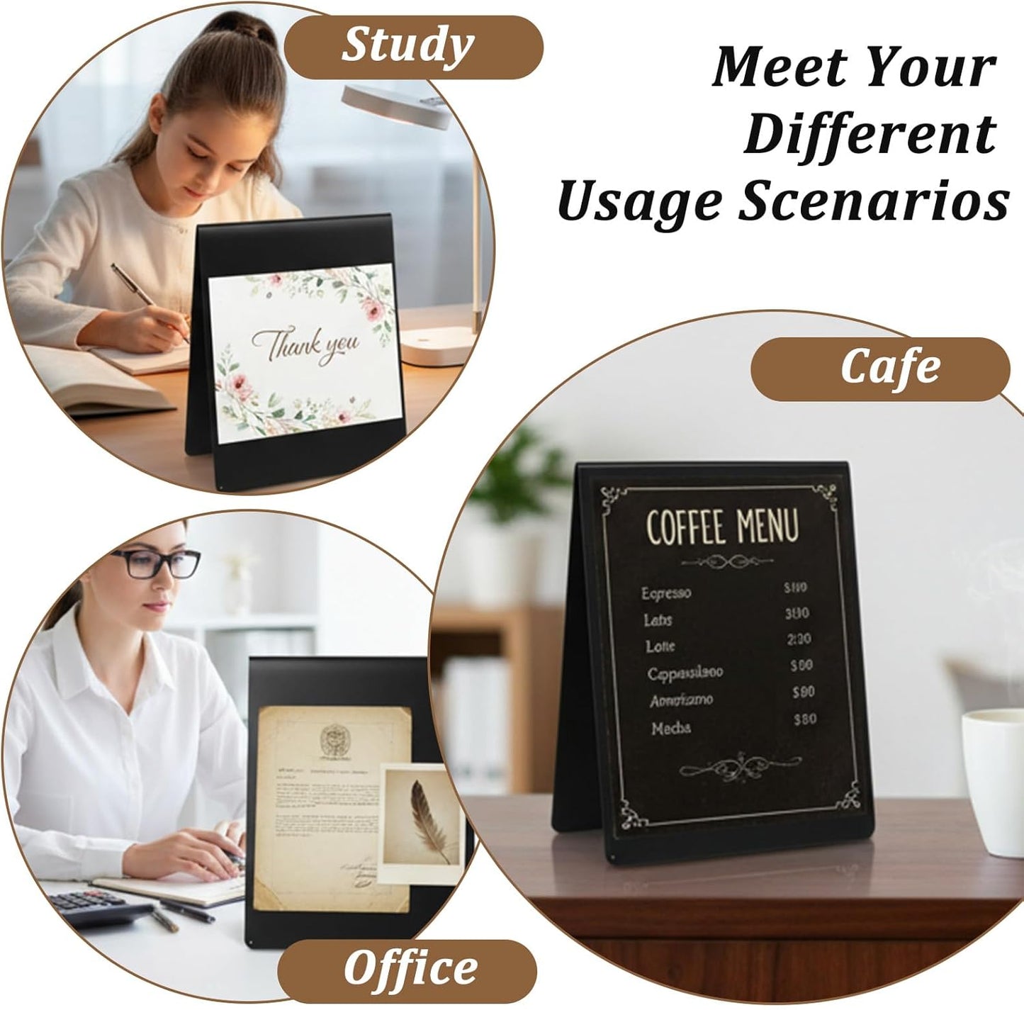 2 Pcs Magnetic Bulletin Boards, 12" x 10" Black Standing Magnetic Board for Desk, Freestanding Dry Erase Memo Board for Magnet Display for Home Office Tabletop Desktop