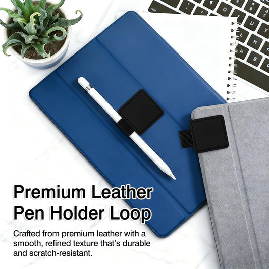 4-Pack Black Elastic Pen Loop Holders – Adhesive PU Leather Sleeves