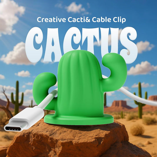 ELETIUO Cactus Cable Management Clip-Silicone Cable Clips Organizer with Strong Adhesive, Universal Cord Holder for Desk,Home,Car-Tangle-Free Wire Organizer for Type-C,USB, HDMI (2-Pack, Green)