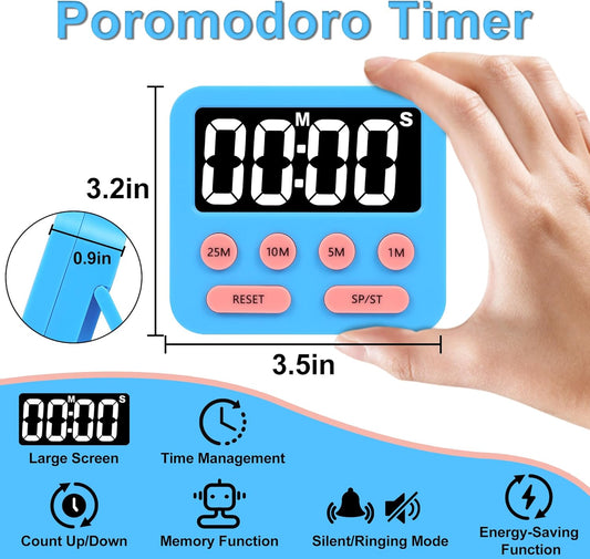 Pomodoro Timer for Kids, Productivity Timer with Loud Alarm, Digital Timers for Classroom, Suitable for ADHD Study Kitchen Work 1Pcs-Green