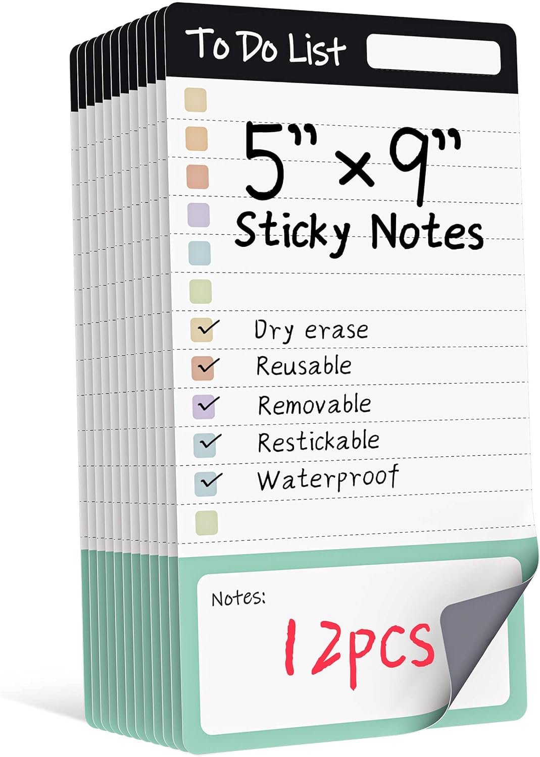 Dry Erase to Do List Sticky Notes| 8pcs Premium Daily Planner White Board| Chore Chart Checklist Notepad| Lined Task Todo Memo Pad| Removable Suitable for Home,Office,Refrigerator,Desk