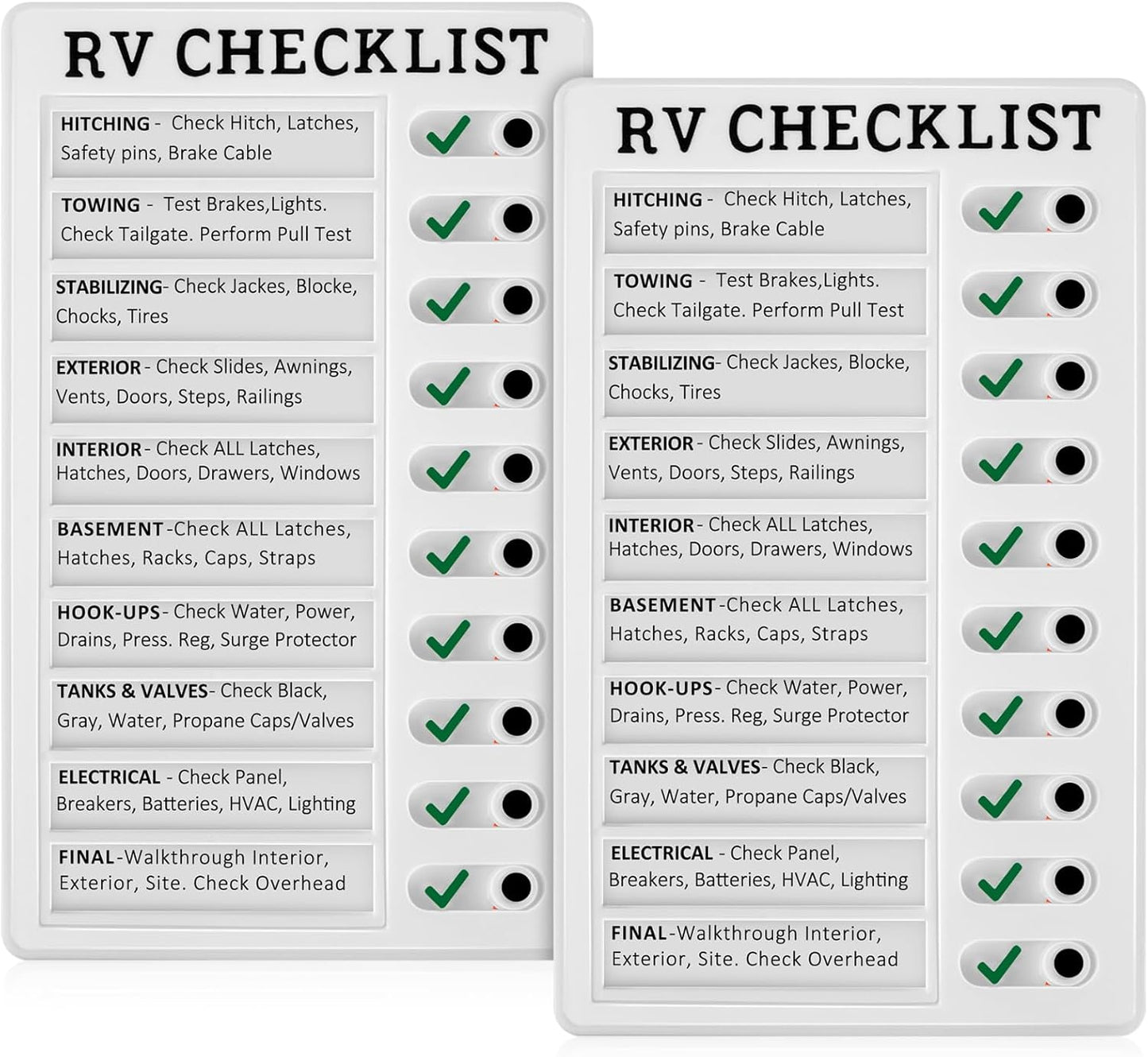 Zonon 2 Pack Rv Checklist Board to Do List Boards Plastic Chore Chart Memo Checklist Boards with Slider Portable Daily Affairs Detachable Schedule Planner for Home Office Check Items Accessories