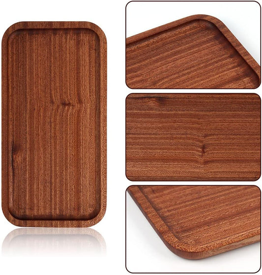 9.84in Wooden Vanity Tray, Bathroom Tray Countertop Organizer Tray for Candle Perfume Soap Dispenser Jewelry Keys