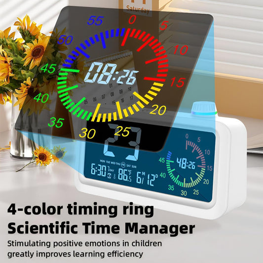 60-Minute Visual Timer for Kids, Pomodoro Timer, Rechargeable Alarm Clock, Dual Display, LCD Time Reminder - Ideal for Homeschooling, Teaching, and Time Management Gifts for Kids (White)