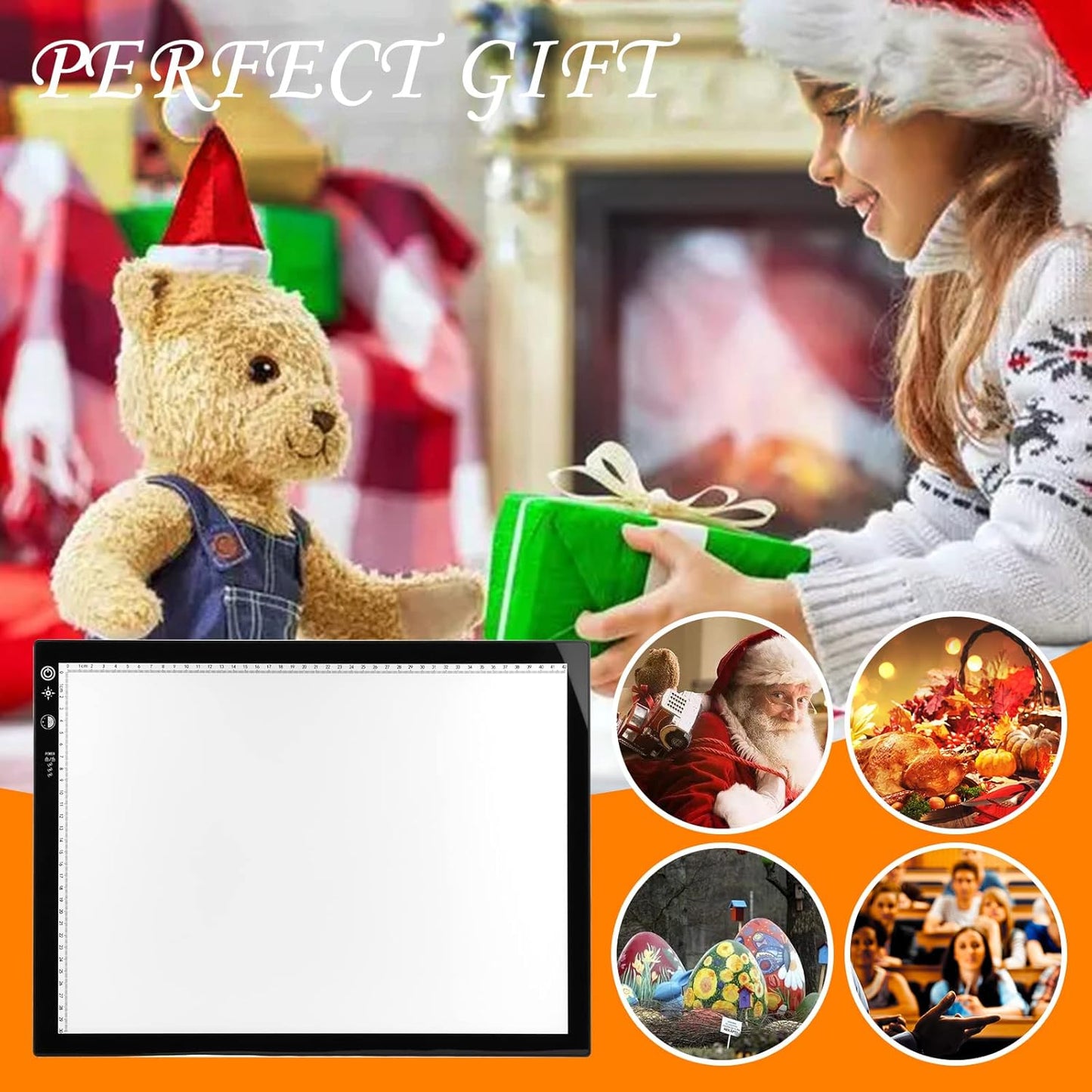 Voilamrt A3 Portable Tracing Light Box, Sketch Drawing Light Pad, Ultra-Thin LED Light Board, Dimmable Brightness Light Board, for Drawing Sketching Animation, Black, LTBVN-A3