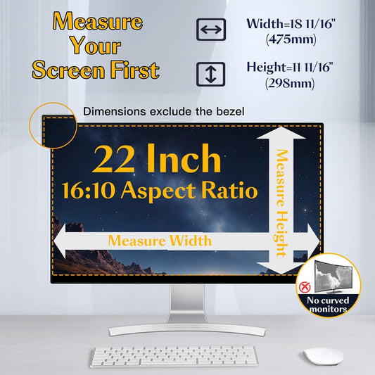 Magnetic Computer Privacy Screen Filter 27 inch for 16:9 Widescreen Monitor Desktop PC, 27in Hanging Removable Anti Blue Light Glare Eye Protection Shield, Anti Spy Screen Protector Panel