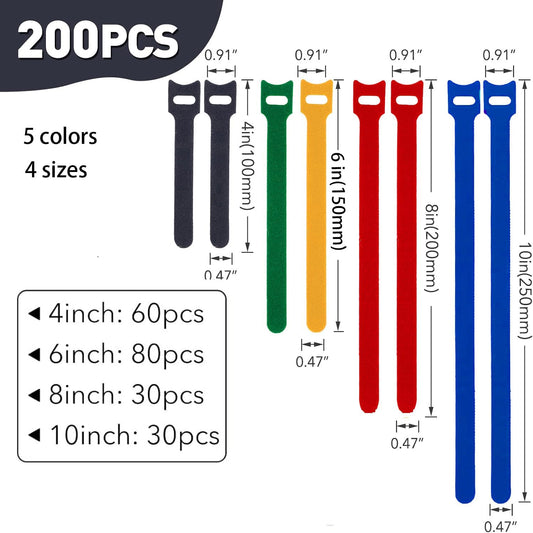 MVYC 120PCS 6 Inch Cable Ties Reusable Multi-Purpose Wire Ties Cord Organizer Adjustable Cable Management 5 Colors