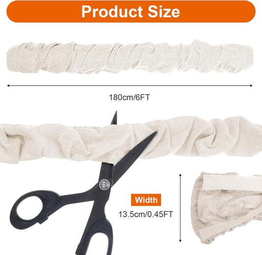 2-Pack Natural Linen Fabric Cord Cover & Chandelier Chain Sleeve – 6 Ft Wire Hider, Cable Concealer, and Light Fixture Cover for Cable Management (Bleached Linen, 2-Pack)